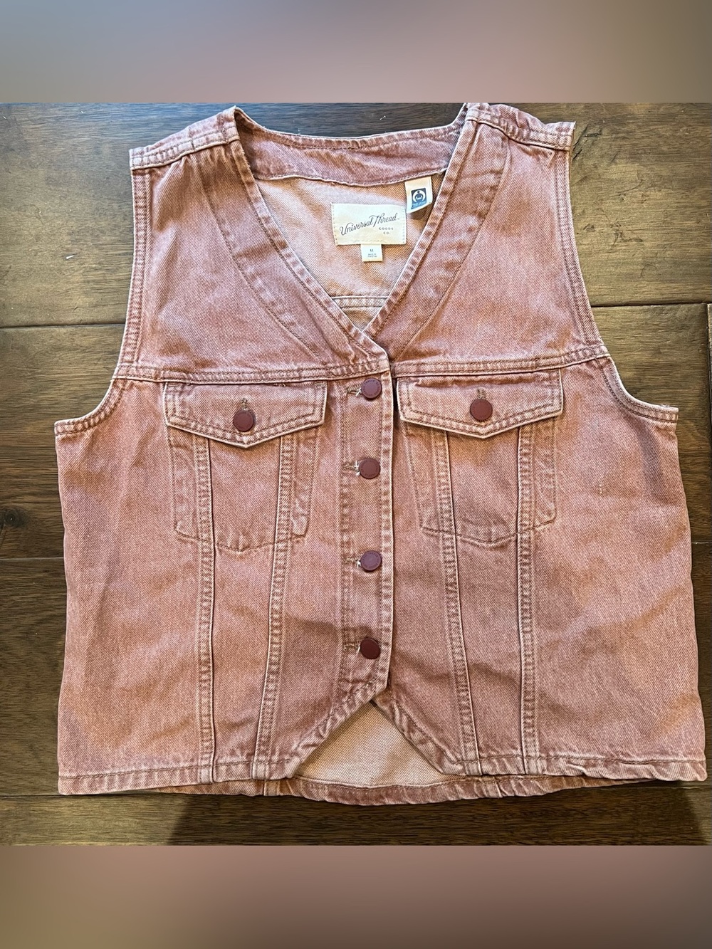Universal Thread Rose Pink Denim Button-Front Vest